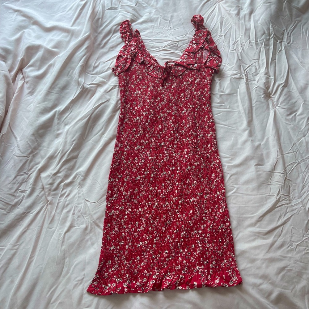 Red body con dress